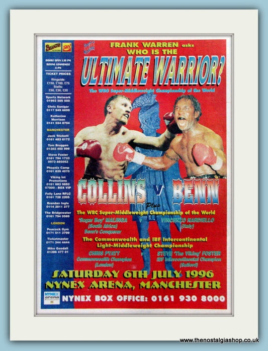 Nigel Benn v Steve Collins. 1996 Original Advert (ref AD4398)