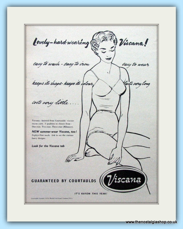 Viscana Underware. Original Advert 1953 (ref AD4735)