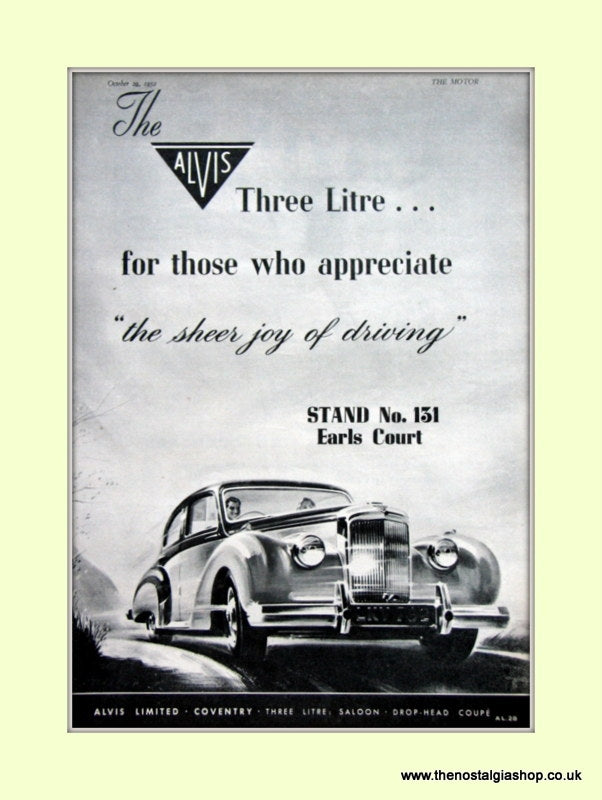 Alvis Three Litre. 1952 Original Advert (ref AD6640)