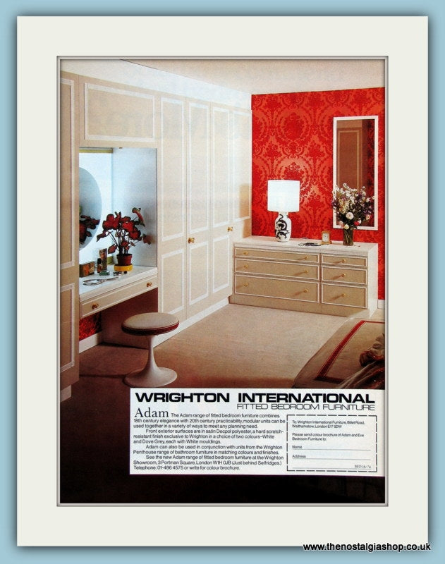 Adam Fitted Bedroom Furniture. Original Advert 1977 (ref AD2405)