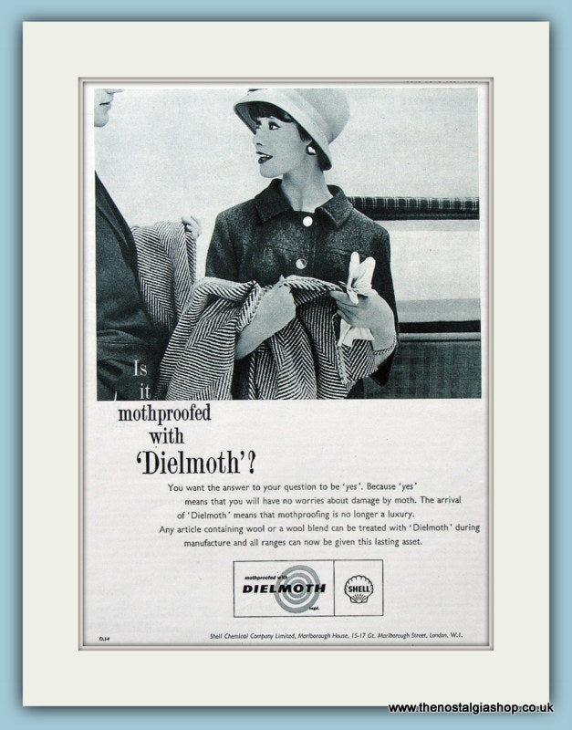 Dielmoth Shell Mothproofing Original Advert 1959 (ref AD4418)
