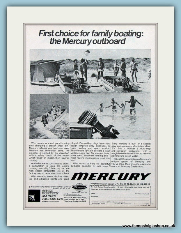 Mercury Outboard Power Boat 1970 Original Advert (ref AD2336)