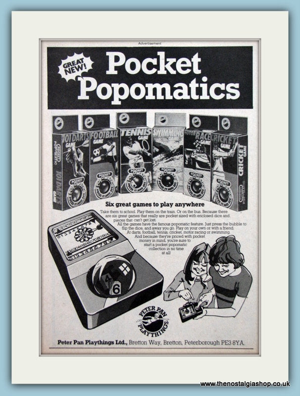 Pocket Popomatics Peter Pan Playthings Original Advert 1979 (ref AD6456)