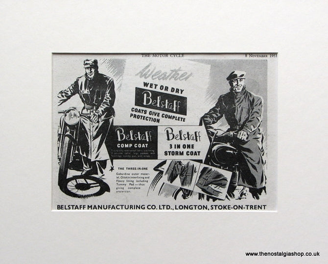 Belstaff Storm Coat 1951 Original Advert (ref AD1580)