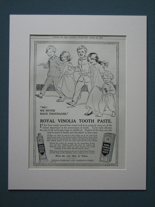 Royal Vinolia Tooth Paste 1915 Original advert (ref AD851)