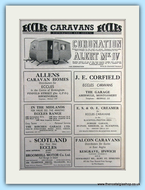 Eccles Caravans Seven Original Adverts 1953 (ref AD6342)