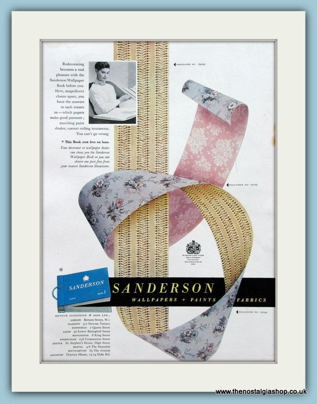 Sanderson Wallpapers, Paints Fabrics Original Advert 1959 (ref AD2516)