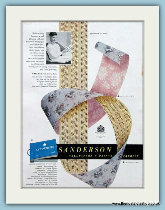 Sanderson Wallpapers, Paints Fabrics Original Advert 1959 (ref AD2516)
