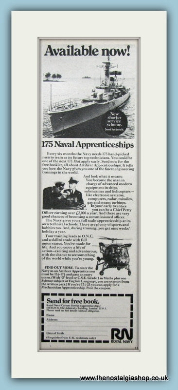 Royal Naval Apprenticeships. Original Advert 1971 (ref AD6057)
