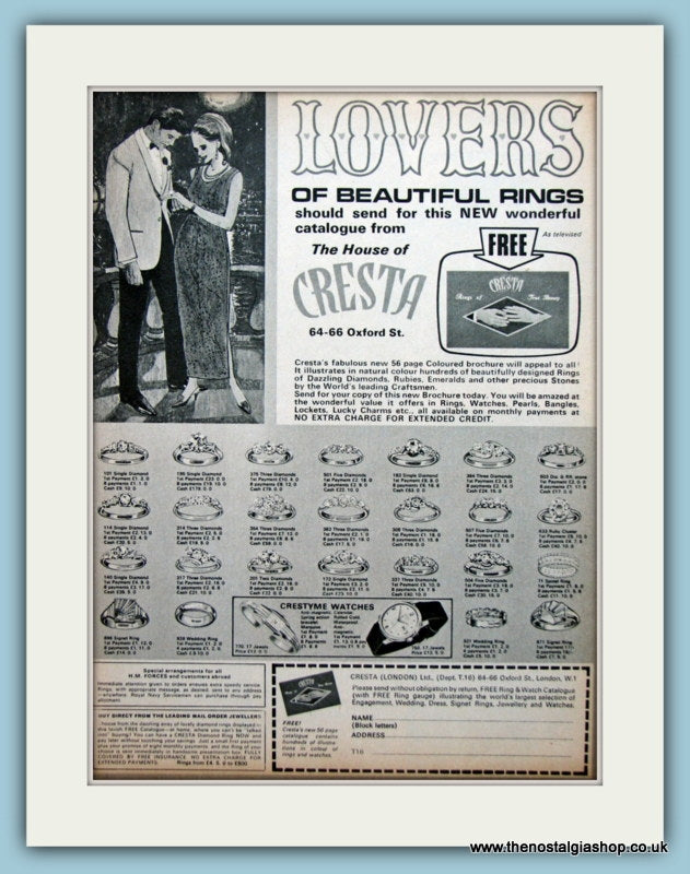 Cresta Jewellery Diamond Rings Original Advert 1969 (ref AD6193)