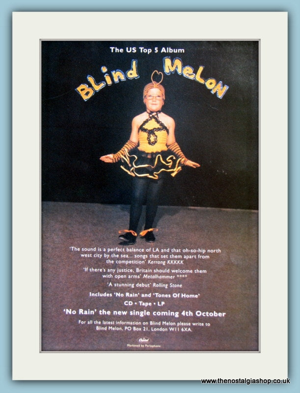 Blind Melon -No Rain 1993 Original Advert (ref AD2932)