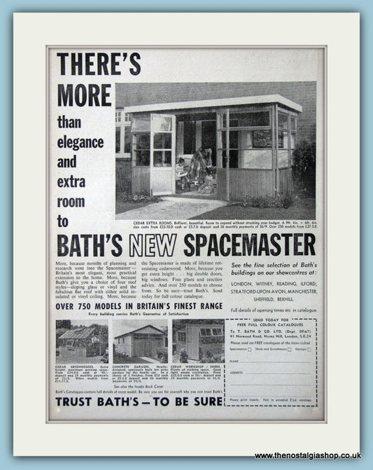 Bath's Spacemaster Sheds Workshops Garages Original Advert 1964 (ref AD4670)