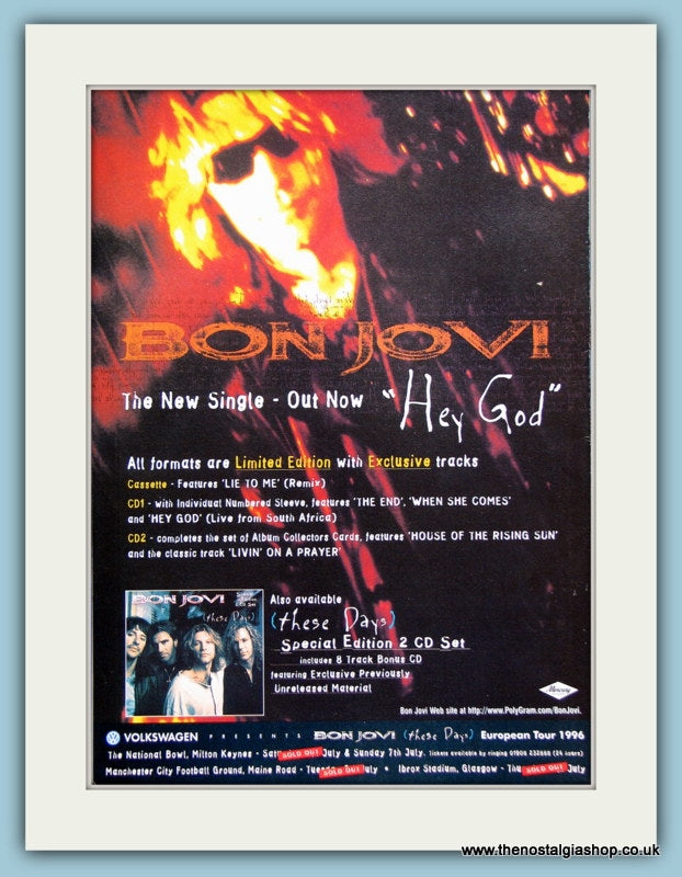 Bon Jovi Hey God 1995 Original Advert (ref AD3263)