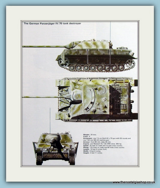 German Panzerjager IV/70 Tank Destroyer. Print (ref PR447)