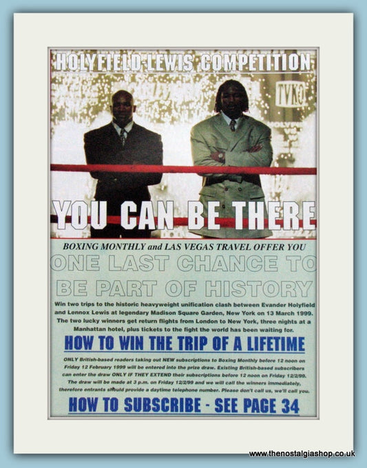 Lennox Lewis v Evander Holyfield. Set of 3 Adverts 1999 (ref AD4399)
