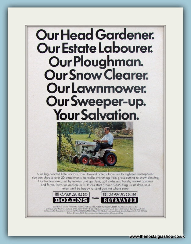 Howard Bolens Motor Mower. Original Advert 1972 (ref AD4609)