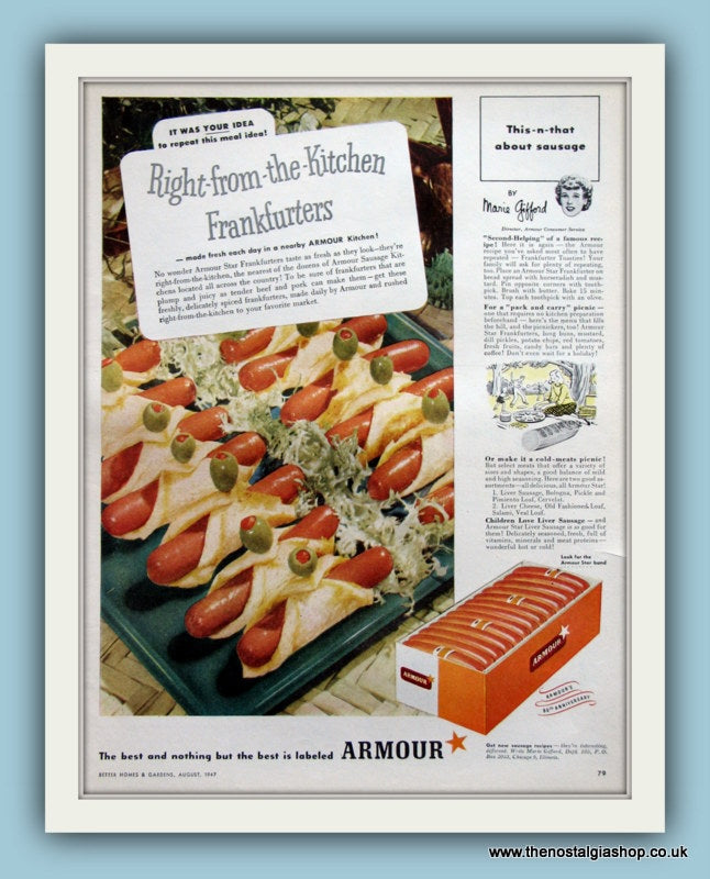Armour Frankfurters Original Advert 1947 (ref AD8137)
