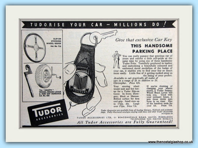Tudor Car Accessories Key Fobs Original Advert 1955 (ref AD5068)