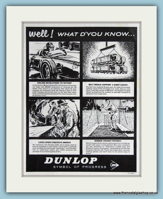 Dunlop Industrial Latex & Fabrics Set Of 4 1963 Cartoon Original Adverts (ref AD2875)