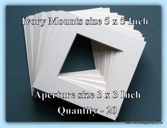 Mounts. Ivory, Size 5 x 5 Inch. Quantity 20 Mounts.