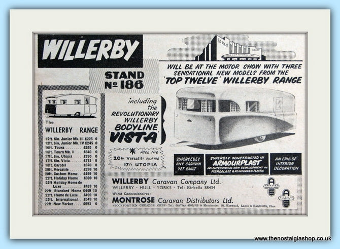 Willerby Range Of Caravans Original Advert 1955 (ref AD6331)