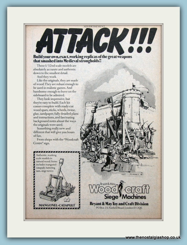 Bryant & May Wood Craft Siege Machines Original Advert 1978 (ref AD2646)