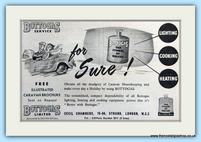 Bottogas For Caravans Original Advert 1955 (ref AD5049)