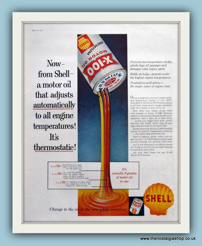 Shell Motor Oil. Original Advert 1957 (ref AD8090)