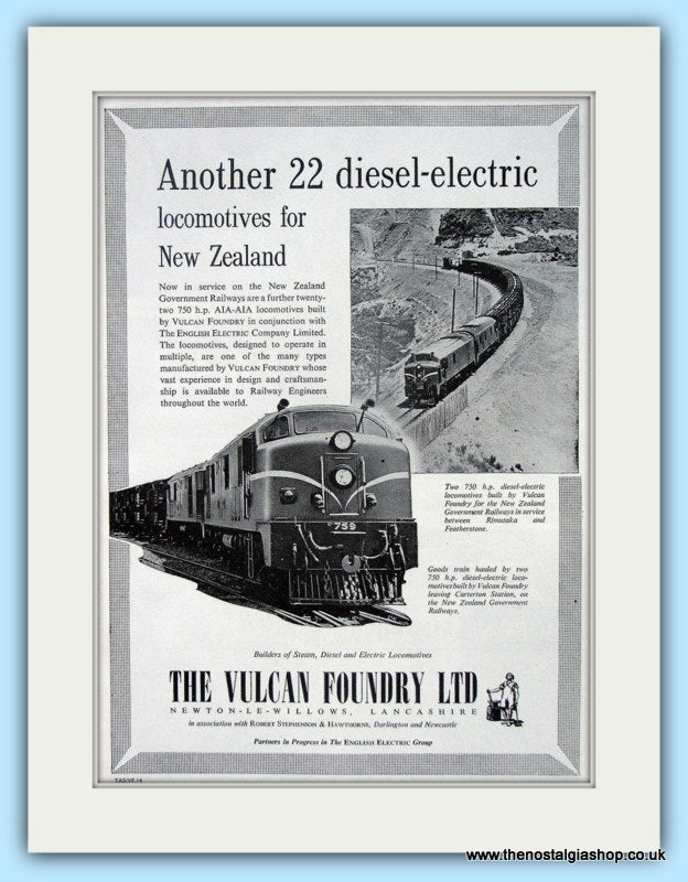 Diesel Electric  Locomotives By The Vulcan Foundry Original Advert 1957 (ref AD6498)