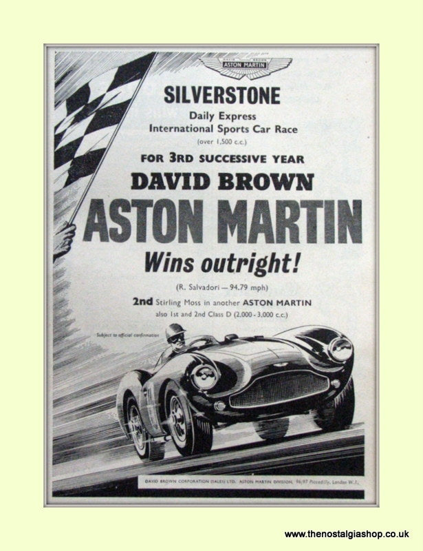 Aston Martin Silverstone Original Advert 1956 (ref AD6685)
