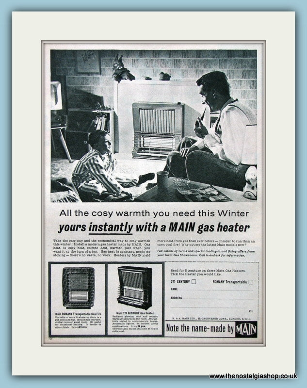 Main Gas Heater Original Advert 1958 (ref AD3907)