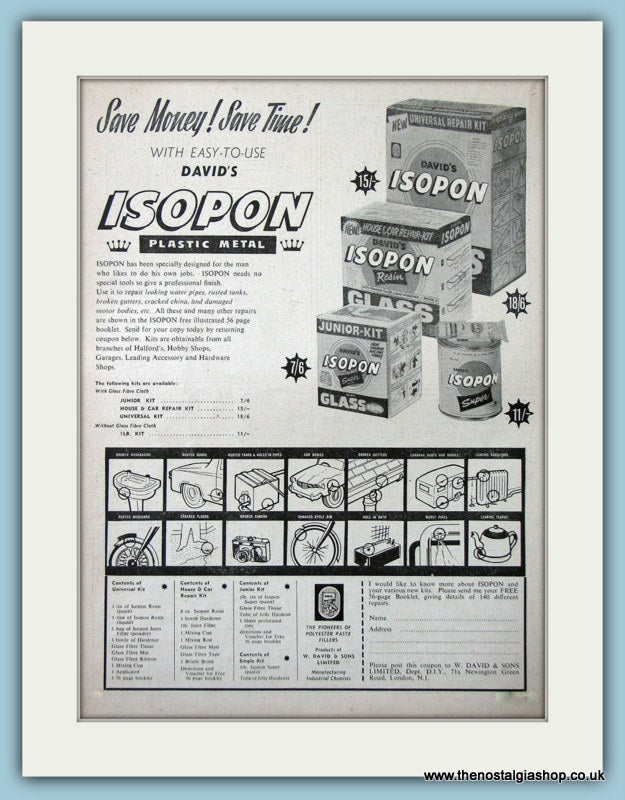 Isopon Plastic Metal Resin Original Advert 1964 (ref AD4672)