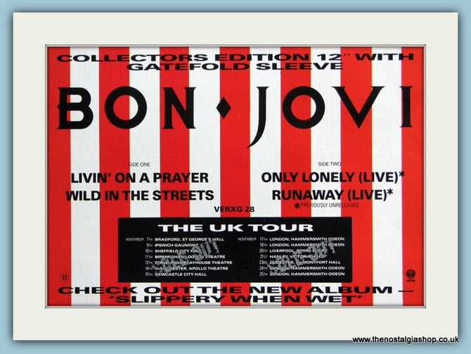 Bon Jovi Livin' On A Prayer, 1986 Original Advert (ref AD3254)