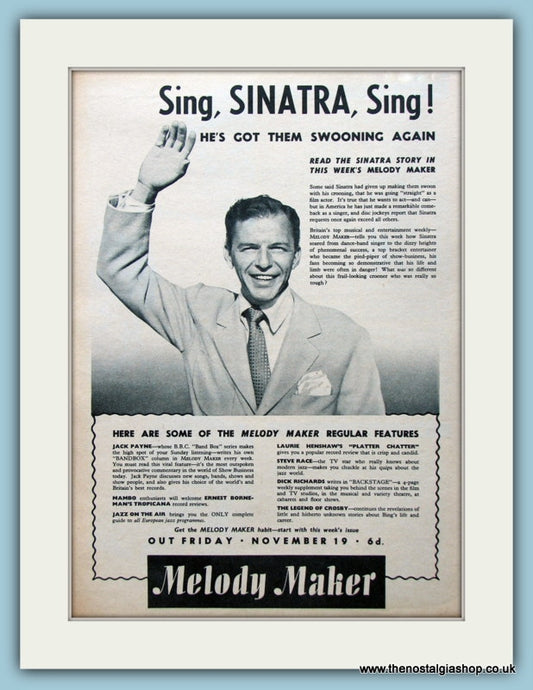 Melody Maker Frank Sinatra 1954 Original Advert (ref AD4522)