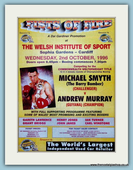 Michael Smyth v Andrew Murray. 1996 Original Advert (ref AD4403)