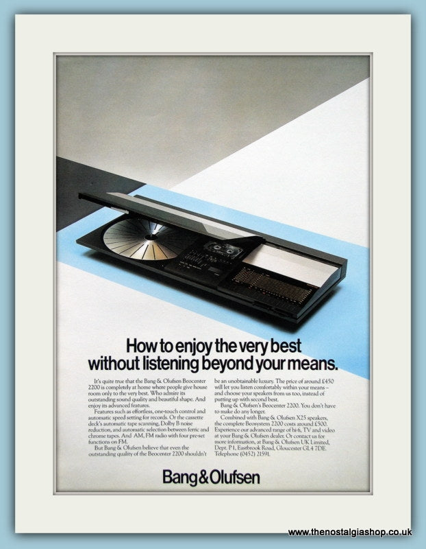 Bang & Olufsen Beocenter 2200 Original Advert 1984 (ref AD3874)