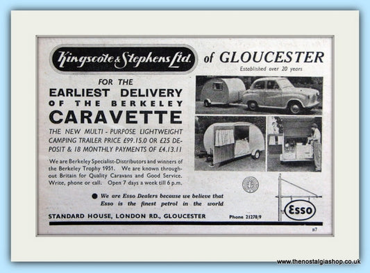 Kingscote & Stephens Berkeley Caravette Original Advert 1953 (ref AD6326)