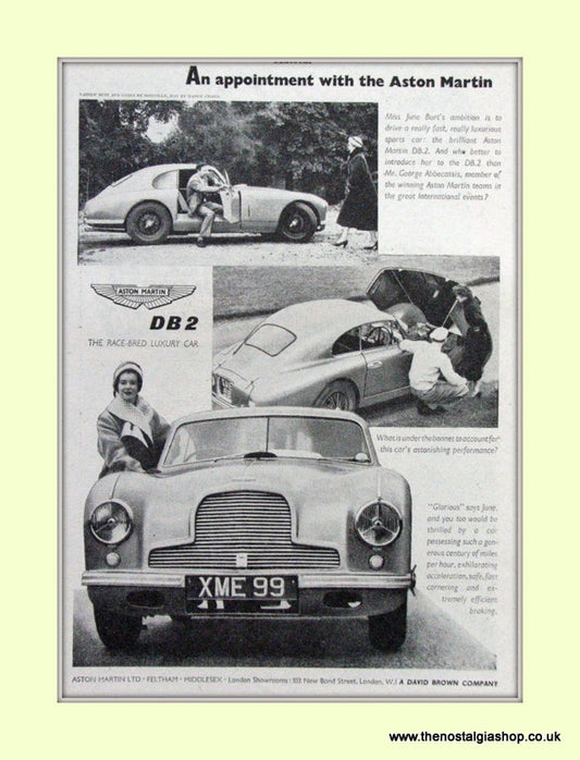 Aston Martin DB2 Original Advert 1953 (ref AD6716)
