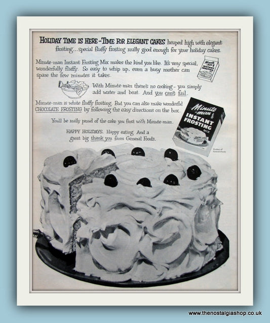 Minute Man Instant Frosting Mix. Original Advert 1955 (ref AD8156)