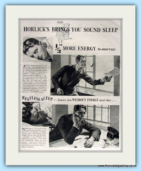 Horlicks. Original Advert 1933 (ref AD4902)
