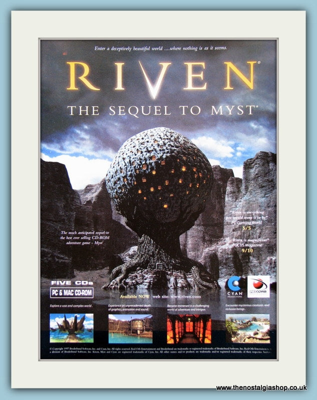 Riven Computer Game Original Advert 1998 (ref AD3995)