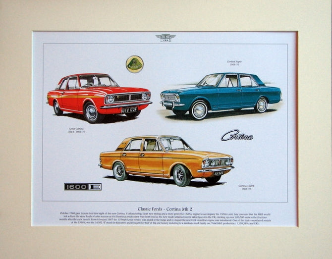 Ford Cortina  Mk 2  Mounted Print