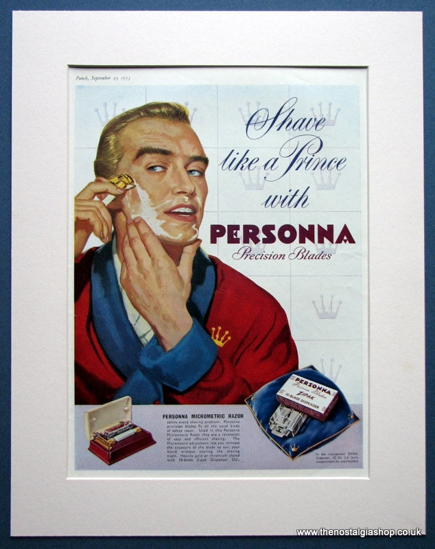 Personna Shaving Blades. Original advert 1953 (ref AD1022)