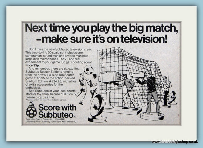 Subbuteo Television Crew Original Advert 1980 (ref AD6402)