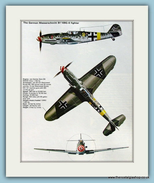 German Messerschmitt Bf 109G-6 Fighter Print (ref PR506)