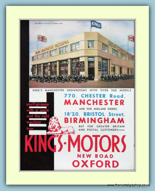 King's Motors Set Of 2 Original Adverts 1951 (ref AD6588)