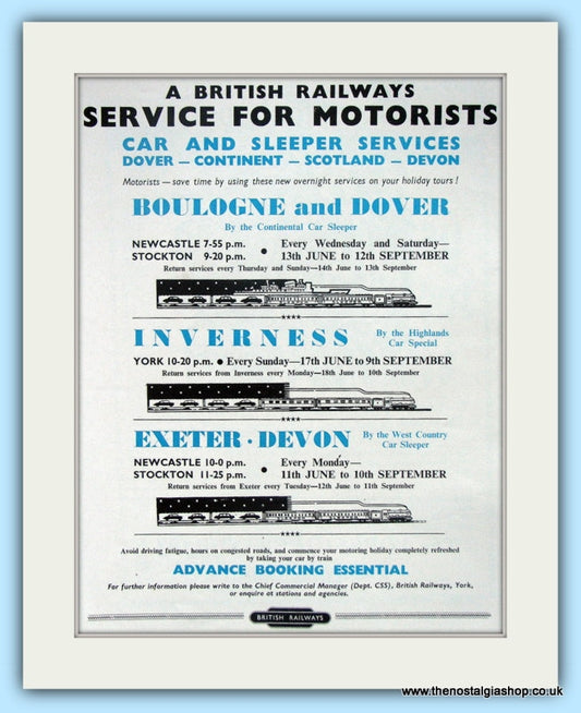 British Railways Service For Motorists Original Advert 1956 (ref AD6539)