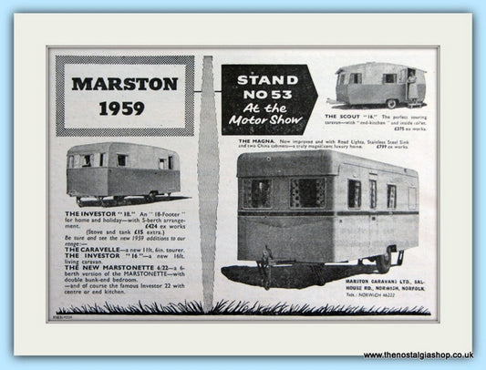 Marston Caravans Original Advert 1958 (ref AD6329)