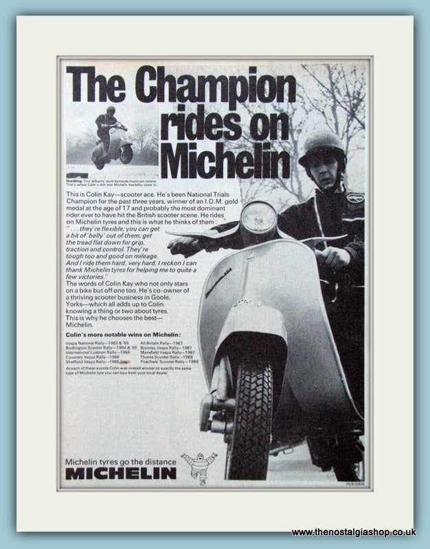 Michelin Scooter Tyres with Colin Kay, 1970 Original Advert (ref AD4073)