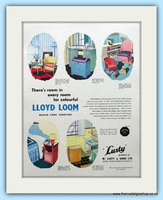 Lloyd Loom Woven Fibre Furniture. Original Advert  1953 (ref AD4731)